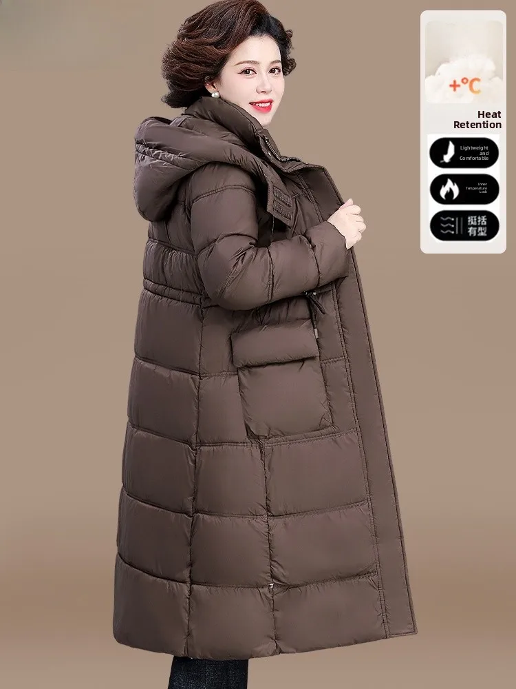 

Thiened Cotton Jaet Women's Winter Coat Long Hooded Warmth Middle-Aged And ly Women's Faion Loose Sle Polyester ...