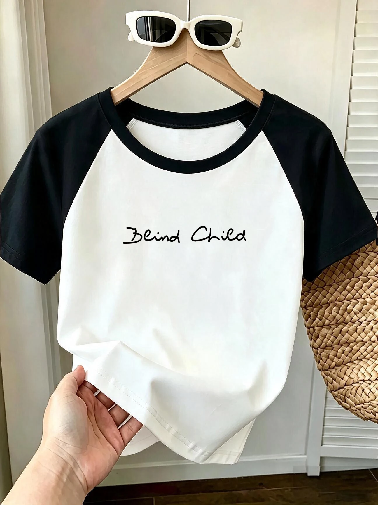 Funny Letter Deine Chied Print T-shirt Retro Style Raglan Short Sleeve T Shirt Women's Graphic Y2k Tshirt Clothes Vintage Female