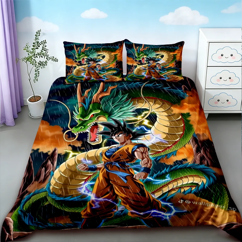 Kids Goku Duvet Cover Dragon Ball Anime Bedding Set Soft and Comfortable Quilt Cover for Bedroom Dormitory view 2