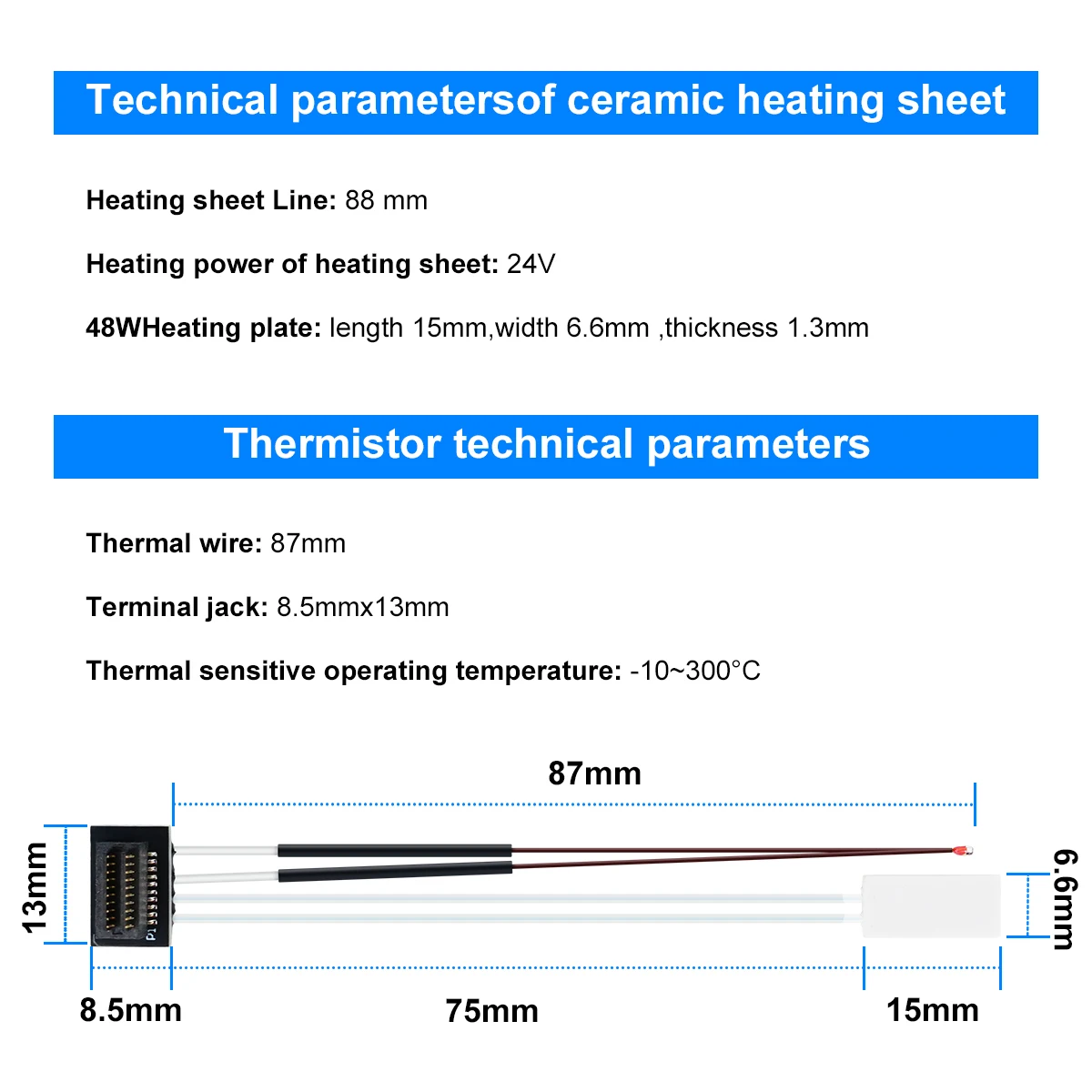 24V 48/60/80W For Bambu Lab A1/A1mini Hotend Thermistor for P1P/P1S/X1/X1C Ceramic Heater Hotend Thermal Conductive Silicone 3D