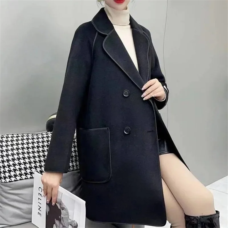 Cappotto di peluche a doppia faccia donna autunno inverno 2023 nuova moda bottoni doppiopetto stile straniero cappotto di lana femminile Outwear