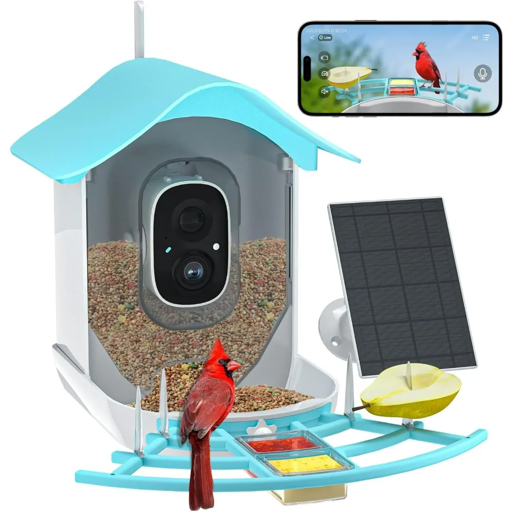 

Smart Bird Feeder with Camera, AI Identify Birds Species, Bird Watching Camera with Solar Panel, Auto Capture Bird Videos