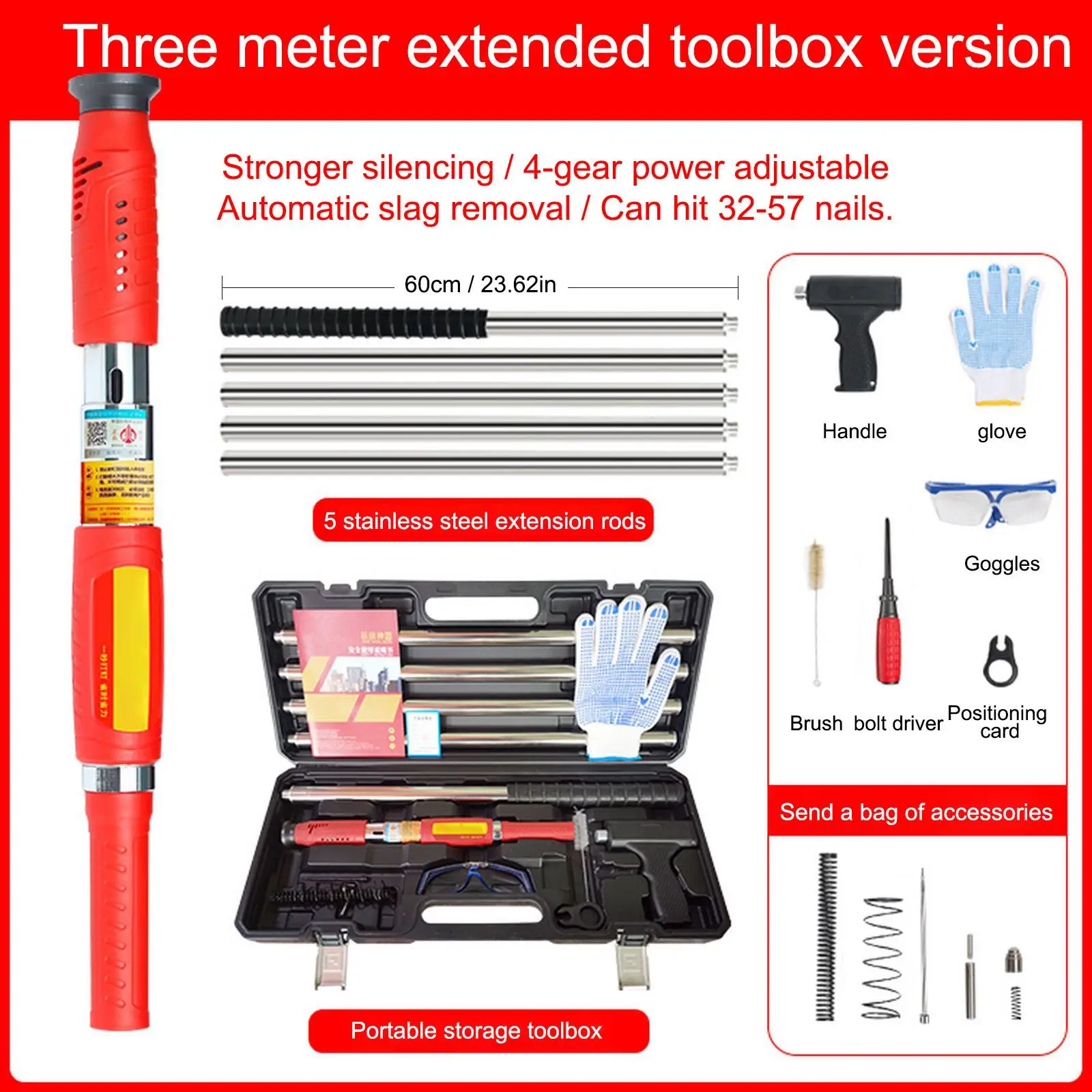 S990 Cordless Rivet Gun Set Home DIY Silencer 4 Gears Adjustable Ceiling Wall Anchor Wire Slotting Device Pneumatic Nail Gun