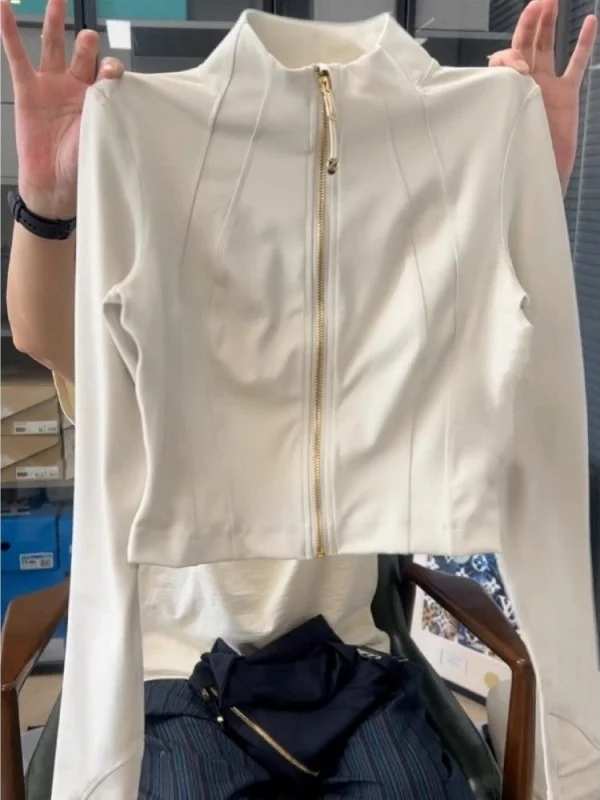 

Outlet Women's Slim Fit Short Zipper Jacket Stand Collar Base Shirt Commute Style Korean Version Long Sleeve Autumn Wear