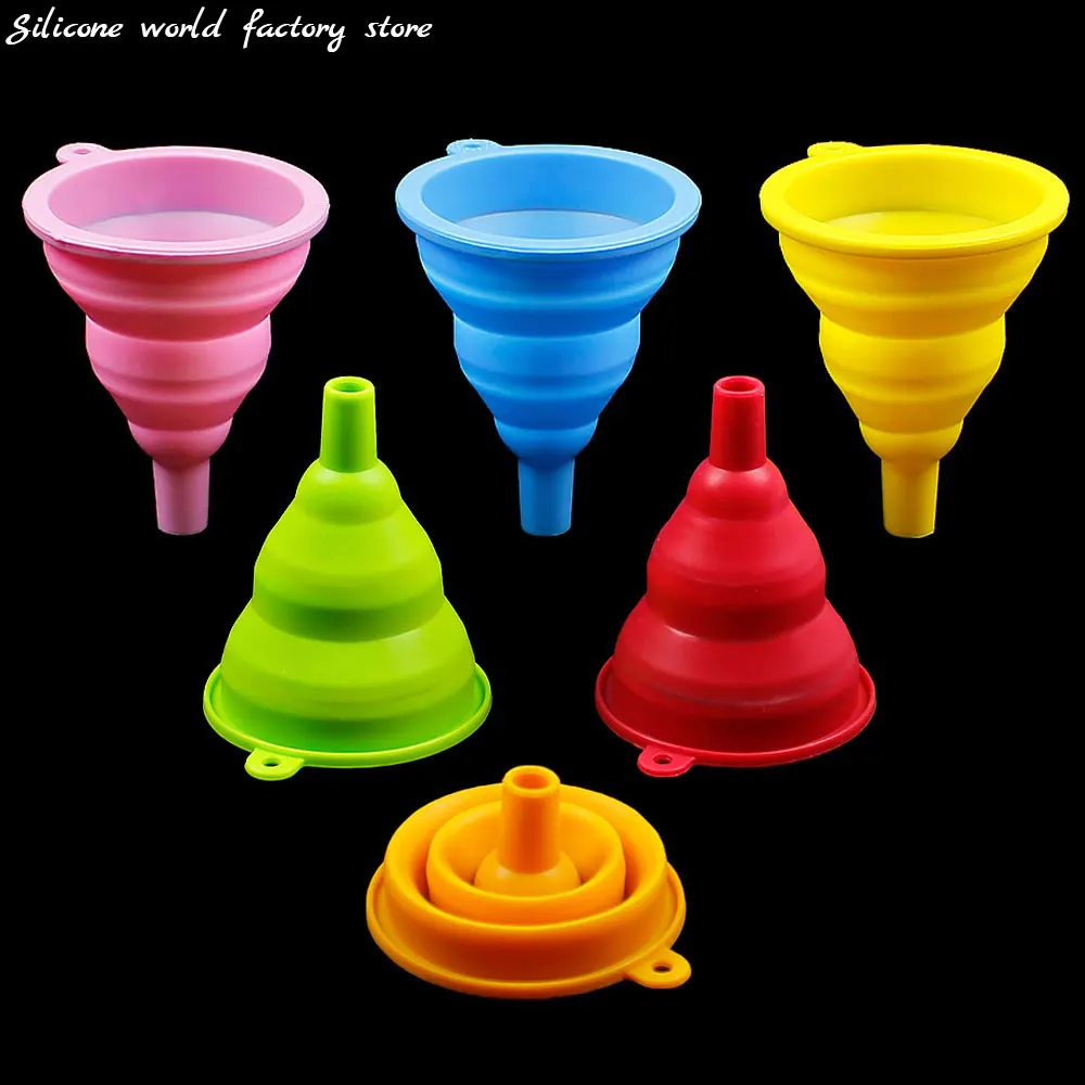 

Silicone World Telescopic Silicone Funnel Portable Foldable Mini Pouring Oil Funnel Kitchen Tools Car Engine Oil Change Funnel