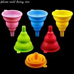 Silicone World Telescopic Silicone Funnel Portable Foldable Mini Pouring Oil Funnel Kitchen Tools Car Engine Oil Change Funnel