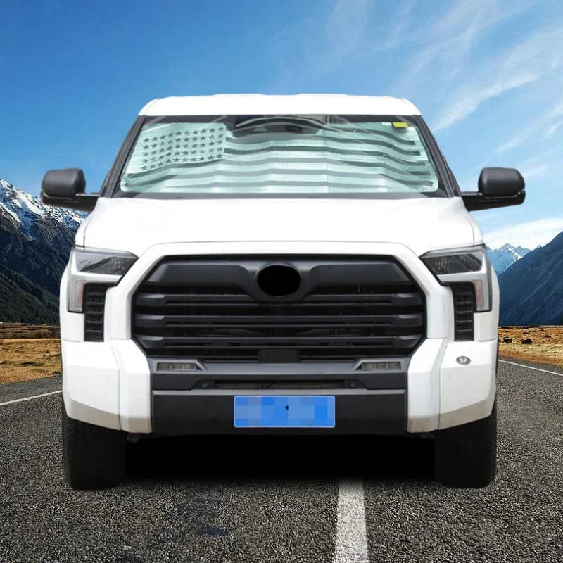 

For Toyota Tundra 2022-2024 Aluminum Foil Black Car Front Windshield Sunshade Sun Protection Visor Sunshade Car Accessories