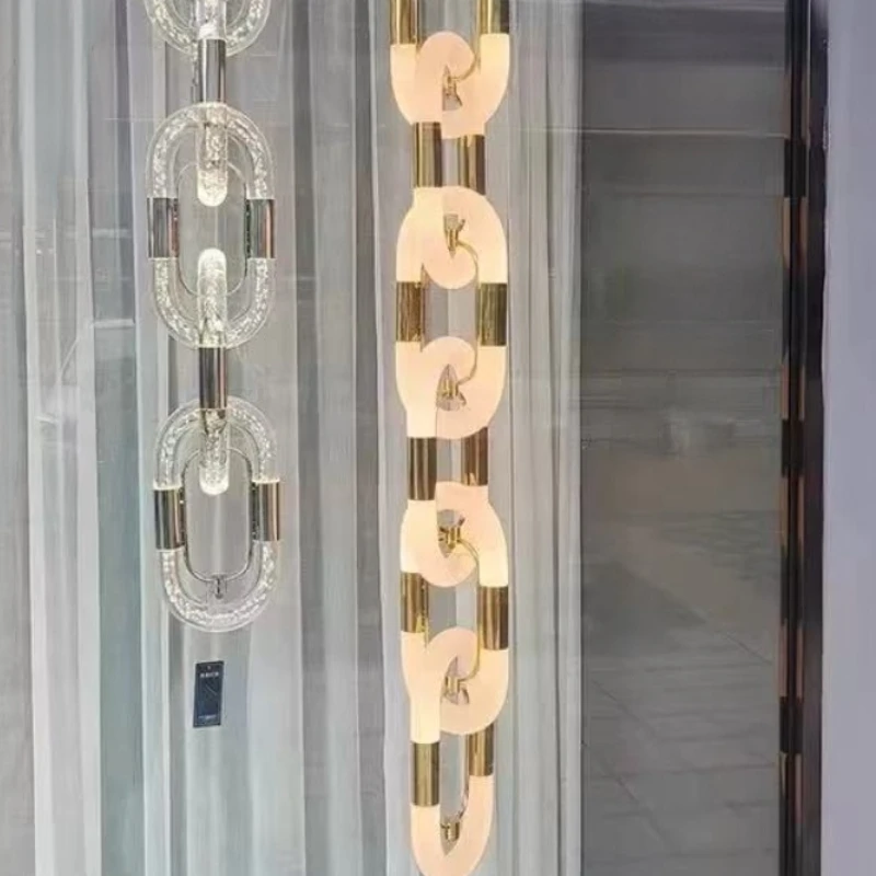 Minimalist Chain Round ring hook LED chandelier, Hardware lustre Dimmable Ceiling for living room Decorative Home interior light