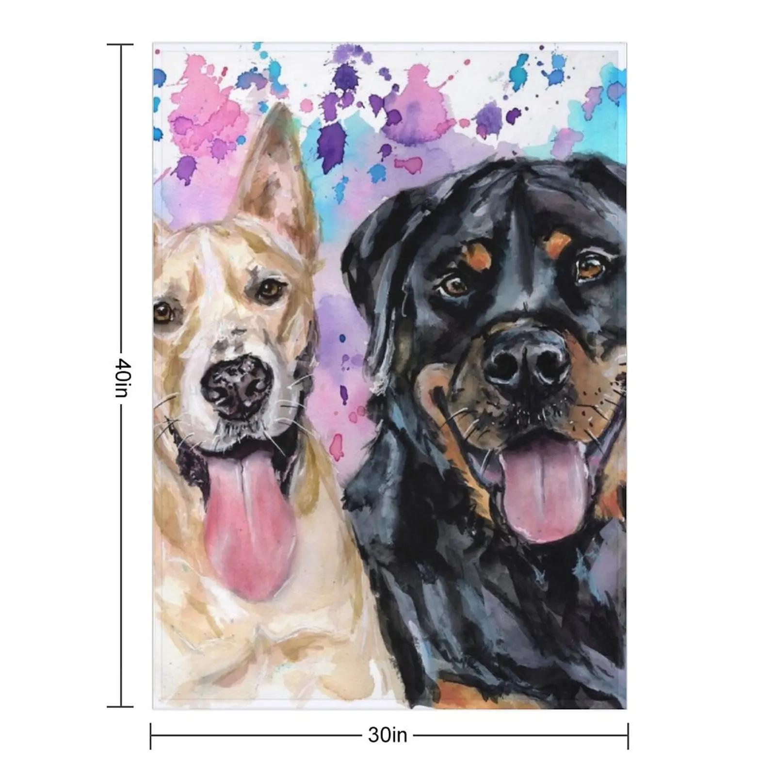 Watercolour Staffy Cross and Rottweiler Throw Blanket Luxury Throw Decorative Sofa Hairy Warm bed plaid Giant Sofa Blankets