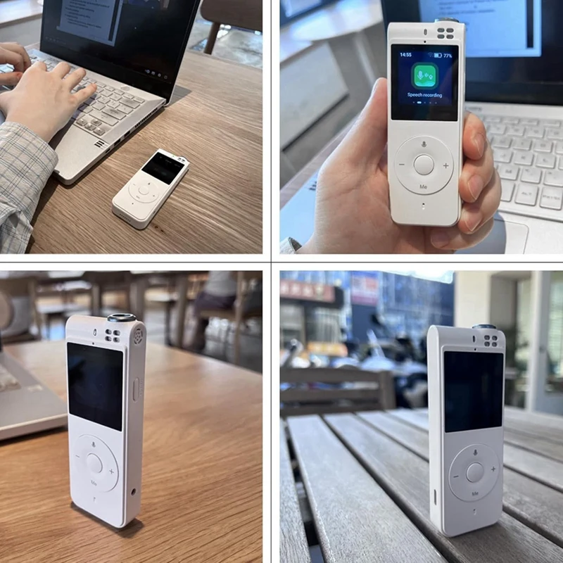 مسجل صوت رقمي SCLS، جهاز تسجيل محمول بميكروفون مزدوج مع تشغيل، خطاب إلى النص والترجمة الفورية