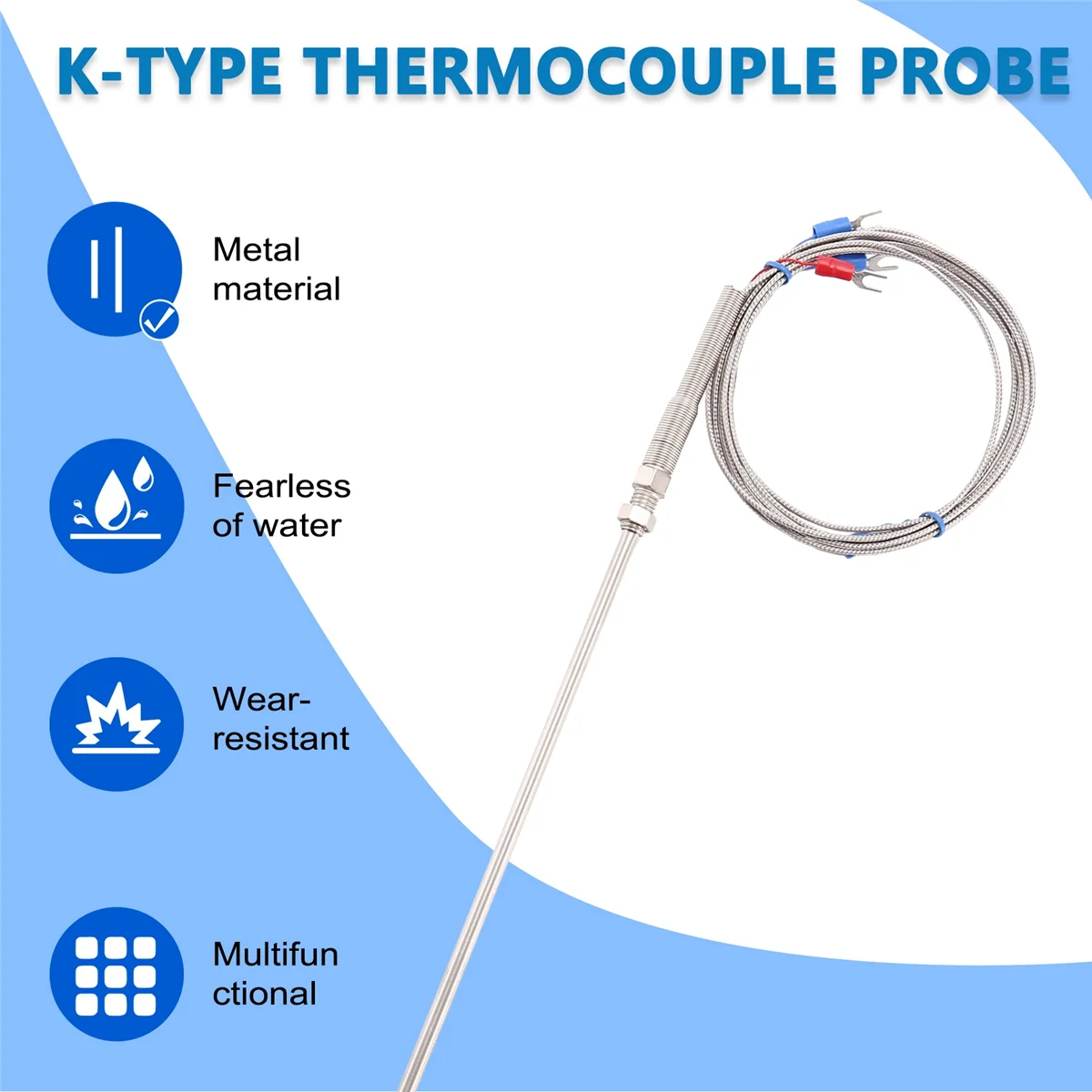 新しい 0-400C PT100 タイプ 5mm x 50mm 温度コントローラー熱電対プローブ 2 メートル