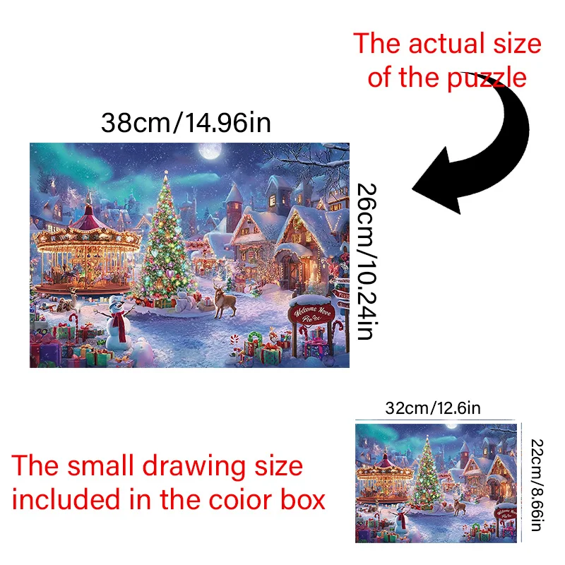 علبة مكونة من 1000 قطعة ألغاز للبالغين بتصميم قويم عيد الميلاد - مقاومة للخدش، تحدي، مناسبة للبالغين، عائلة #2