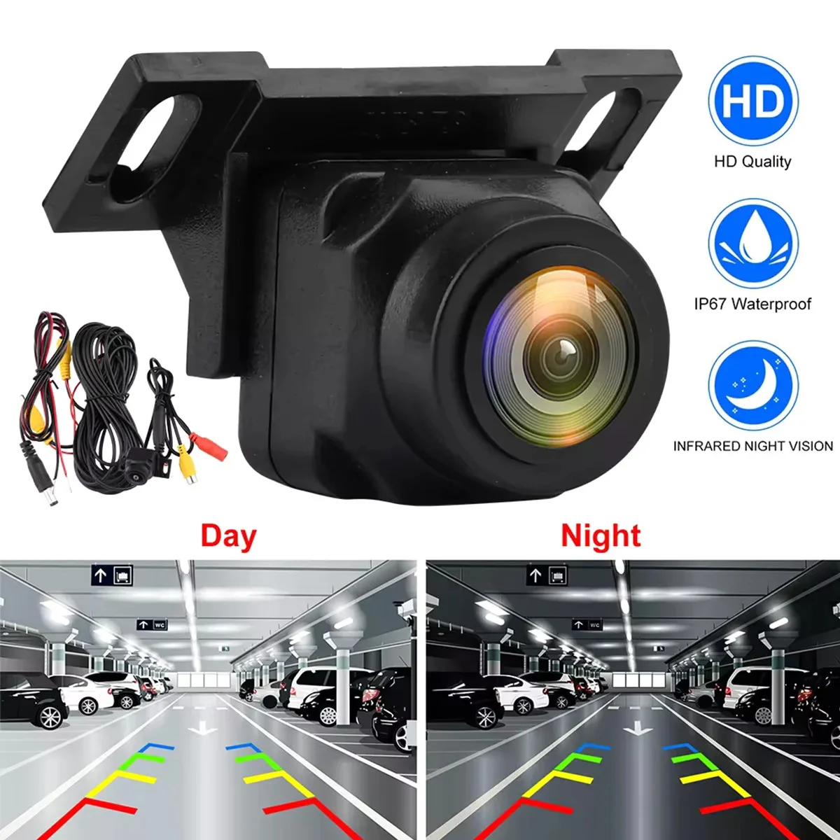 Cámara de respaldo para automóvil HD 1080P con 150° de visión °   Cámara de Reversa Pequeña Ajustable con Gran Angular y Anti-Interferencia para una Visión Trasera Clara