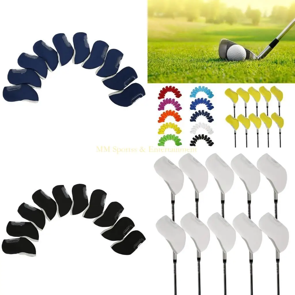 

31be 10pcs голов голов гольфа с витриной, неопреновые чехлы для головы в гольф