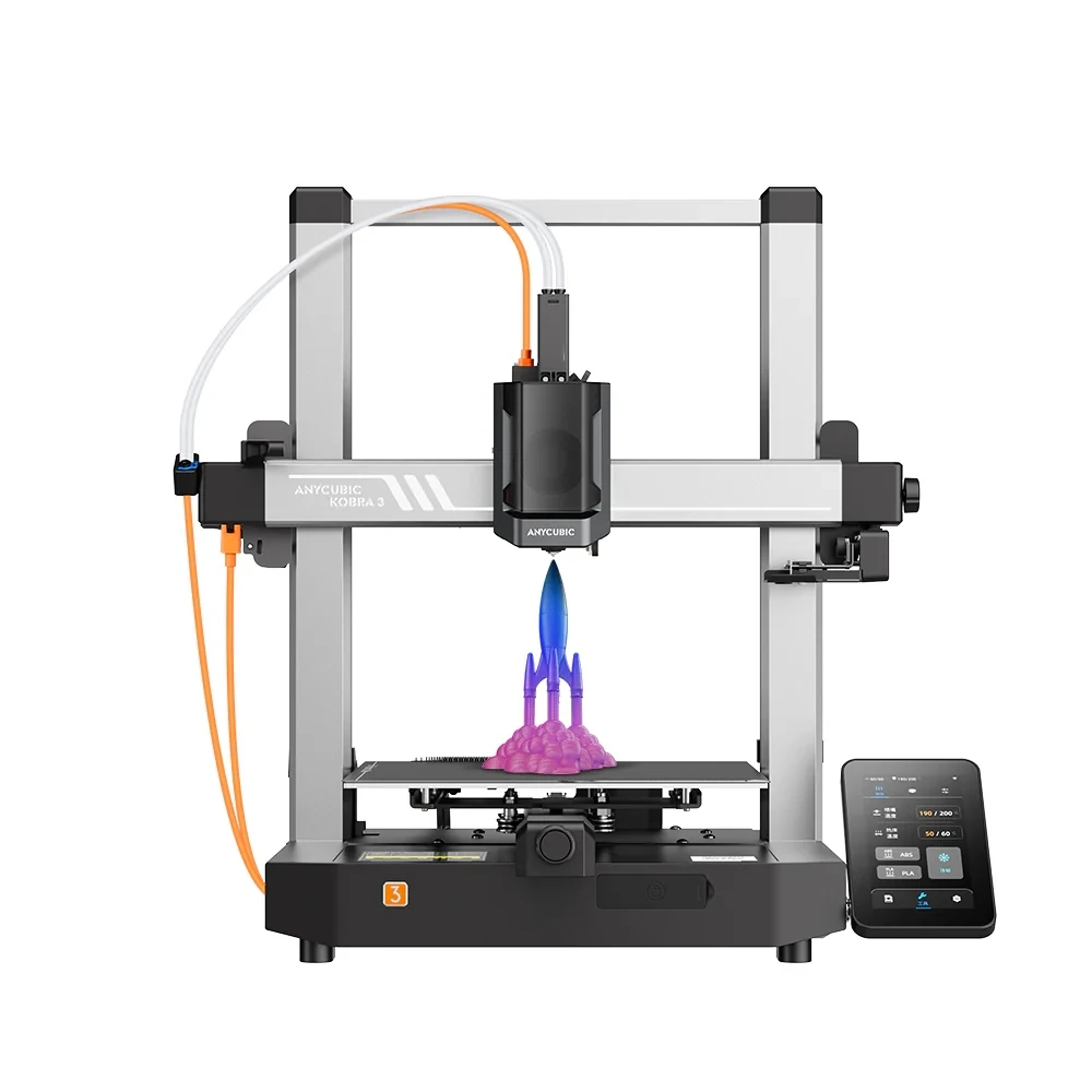 For Anycubic KOBRA 3 Multicolor Desktop FDM 3D Printer High Speed Max 600mm/s Large Print Size 250*250*260mm PLA For Dental