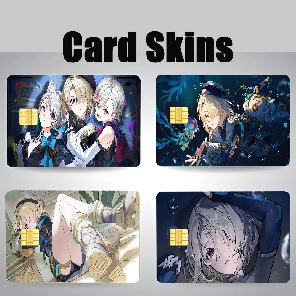 Genshin Impact Freminet Card Stickers Cartoon Decorative Small Waterproof Chip 4PCS Card Sticker New Anti-Scratch