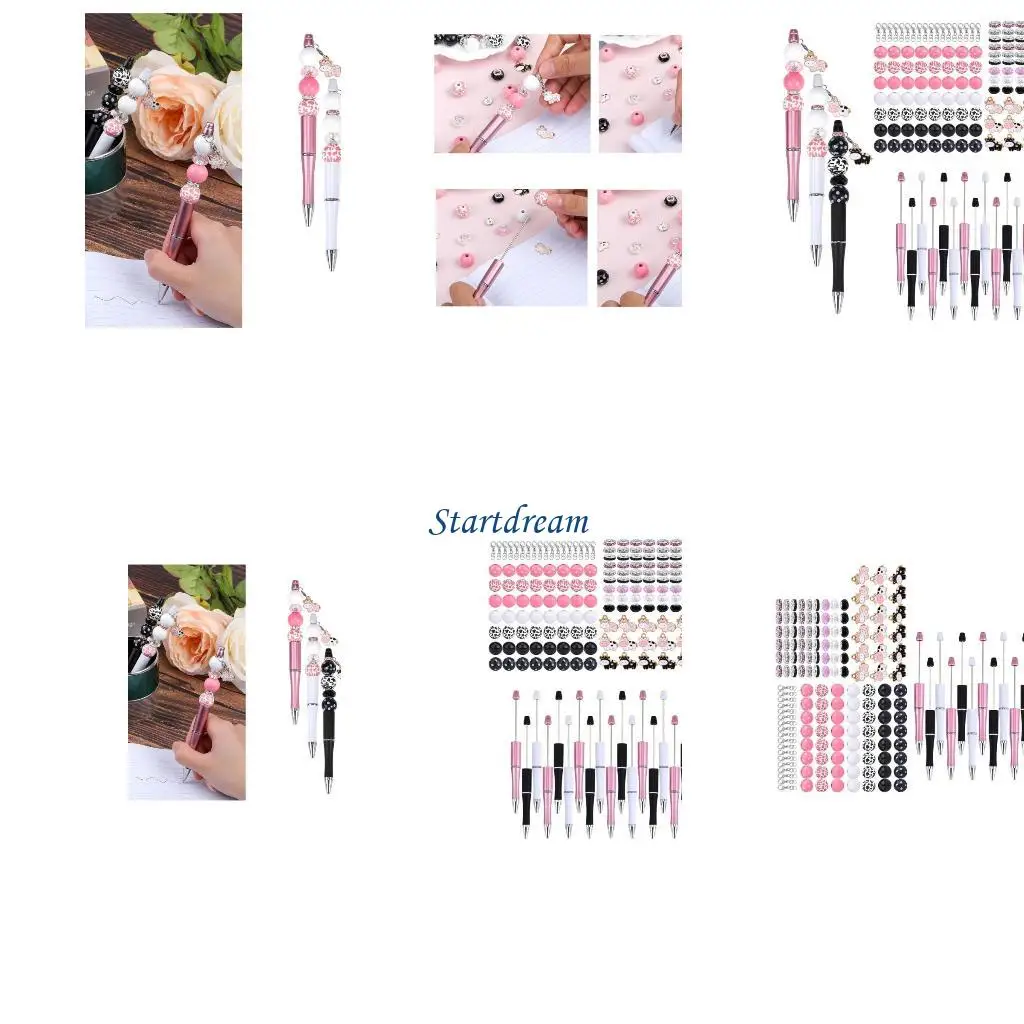 

18x Cow Beadable Pens DIY Pen Making Kits Beadable Ballpoint Pen for Girl K92C