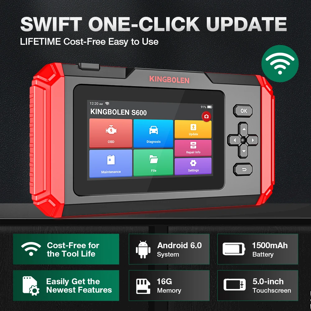 KINGBOLEN S600 4 أنظمة أدوات التشخيص ABS SRS ECM TCM 8 إعادة تعيين TPMS DPF الفرامل إعادة تعيين الماسح الضوئي obd2 تحديث مجاني مدى الحياة