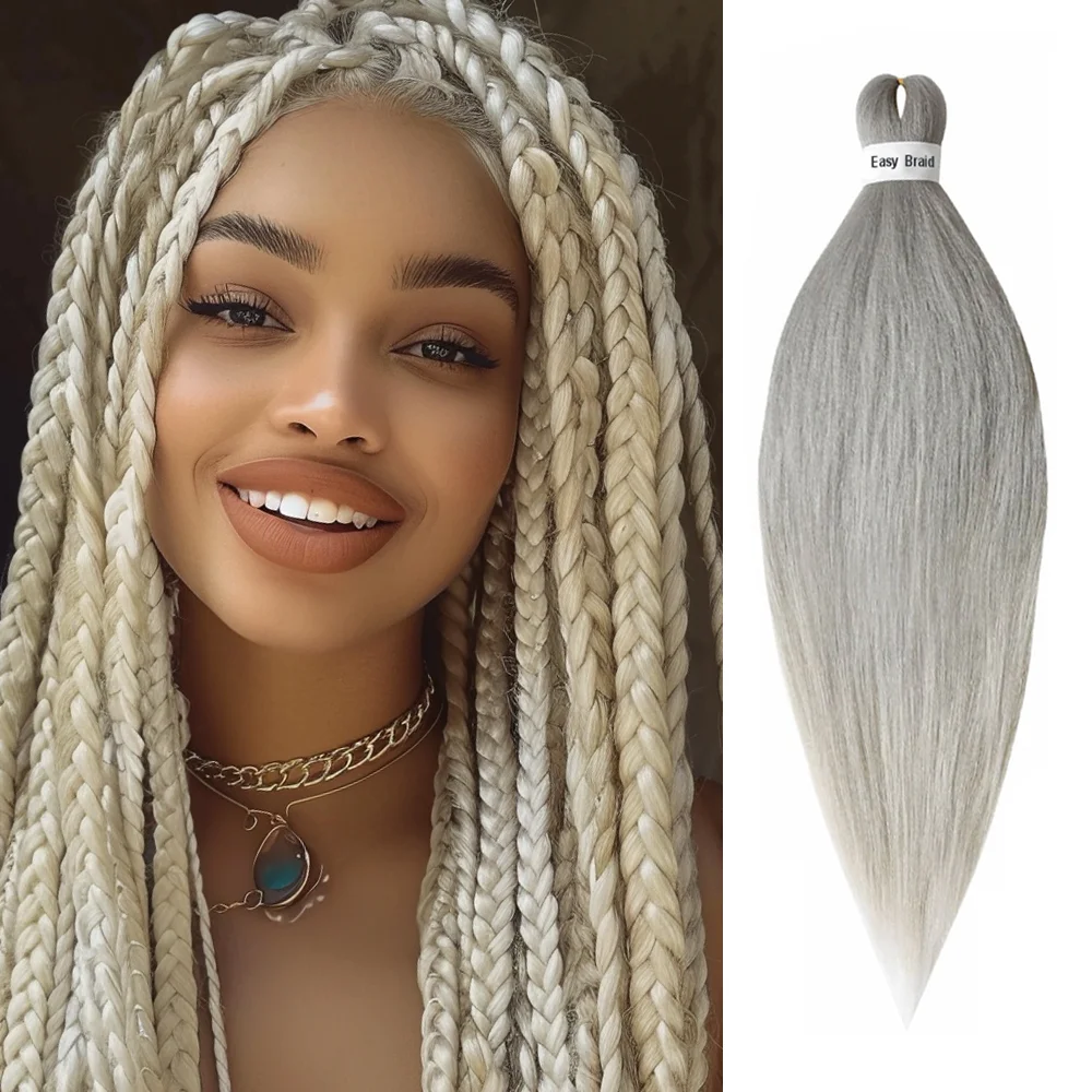 Extensões de cabelo pré-esticadas Kanekalon para tranças, cabelo trançado jumbo, natural como cabelo humano, tranças micro box, longas