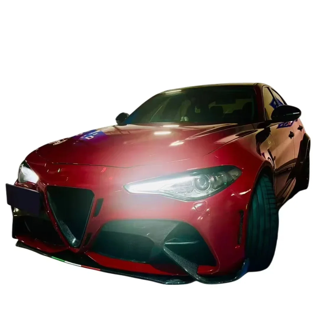 KQX For Giulia Upgrade Carbon,Engine Hoods Front and Rear Spoilers,trunk Lid,front and Rear Bumpers,Fiber