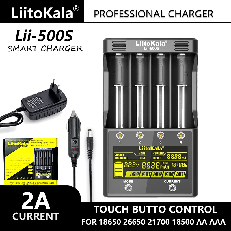 Liitokala Lii-500S LCD 3.7V 18650 18350 18500 21700 26700 20700 14500 26650 1.2V AA AAA NiMH Lithium-Battery Charger