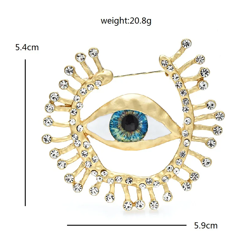 Wuli&baby Big Blue Eye Round Brooches Women Unisex New Design Charming Eyes Party Office Brooch Pin Gifts