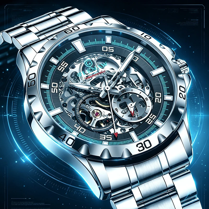Open Heart Watch - Reloj mecánico clásico GLENAW para hombre,