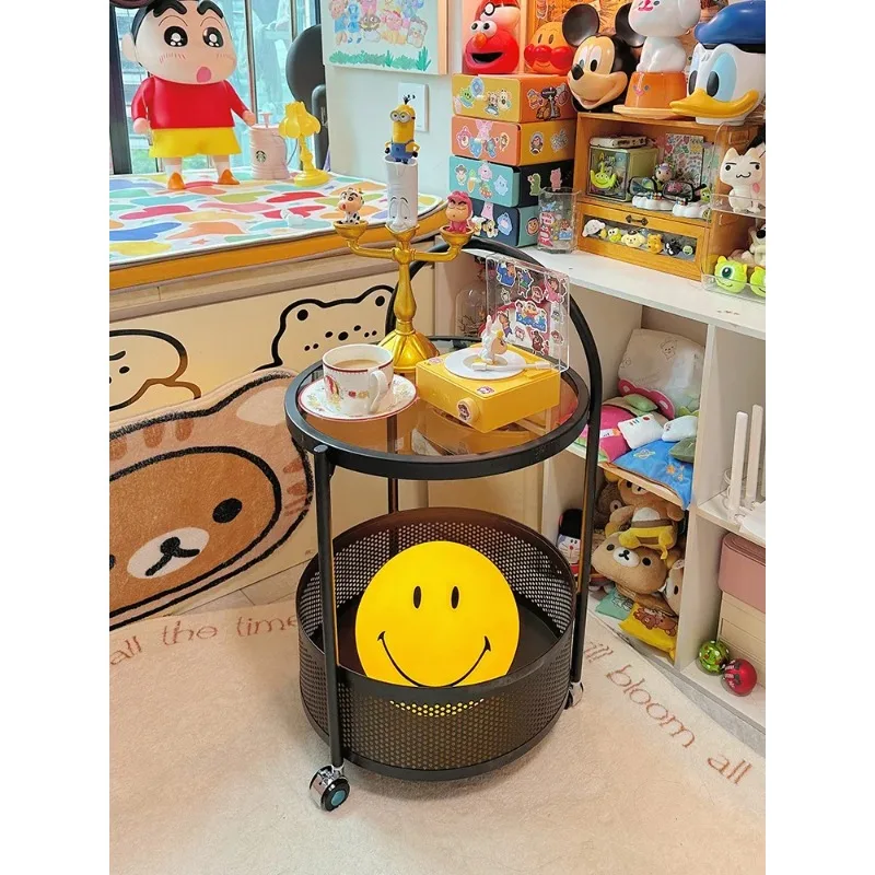 Trolley Sofa Side Table Coffee Table Modern Minimalist Portable Bedside Light Luxury High-Grade round Small Table