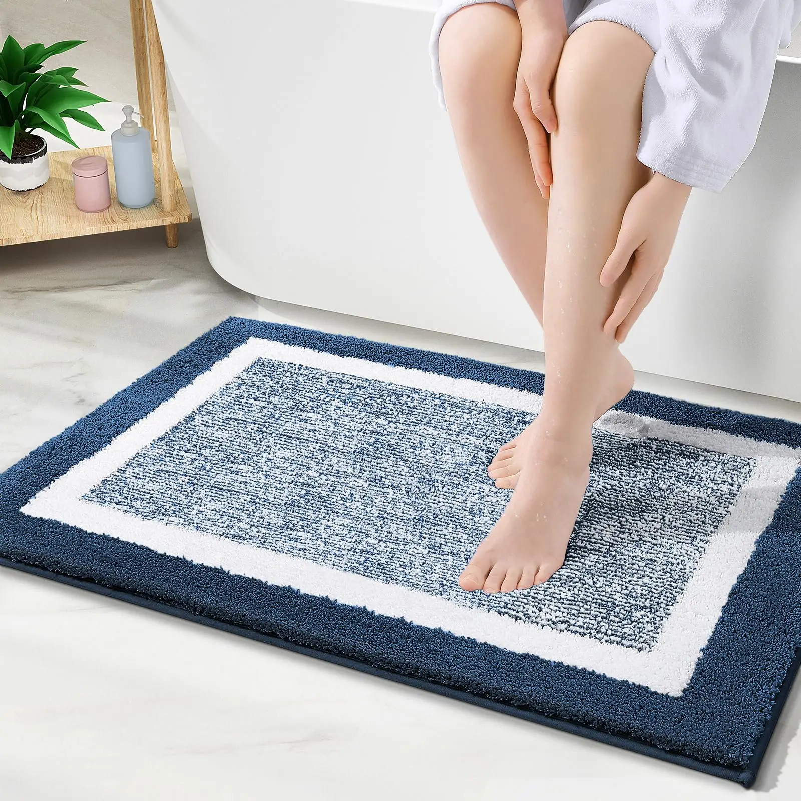 Olanly Non-Slips Bath Mats For Bathroom Microfiber Extra Soft Mats Rugs Machine Washable Floor Mats Easy To Dry For Bathroom Rug