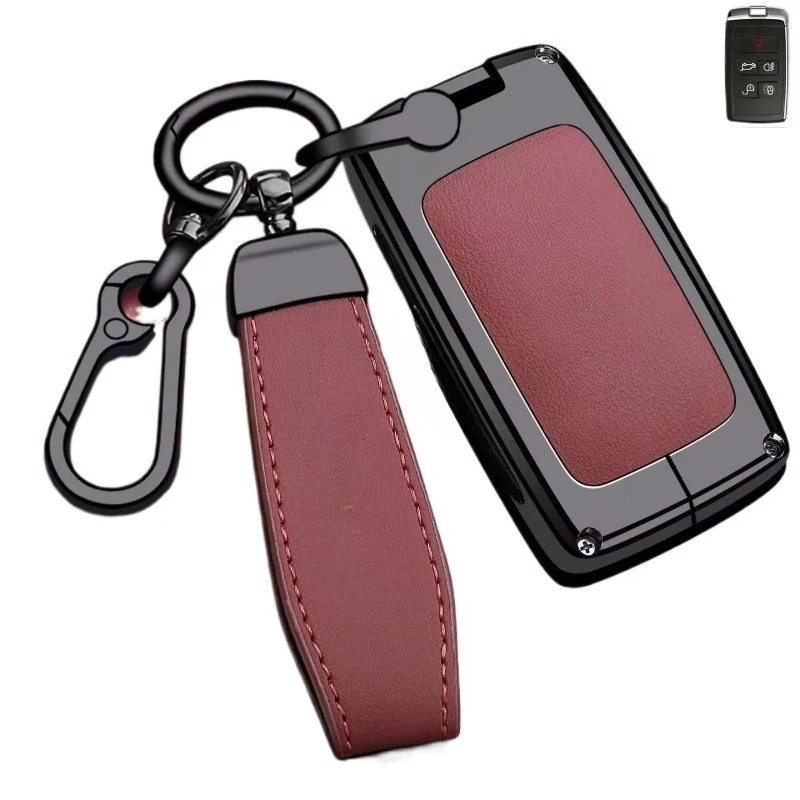 Zinc Alloy Key Fob Cover for Jaguar XEL/XFL/E-PACE/F-PACE/F-TYPE/XF/XE/XJL/I-PACE, Heavy Duty Metal Case Shell with Keychain