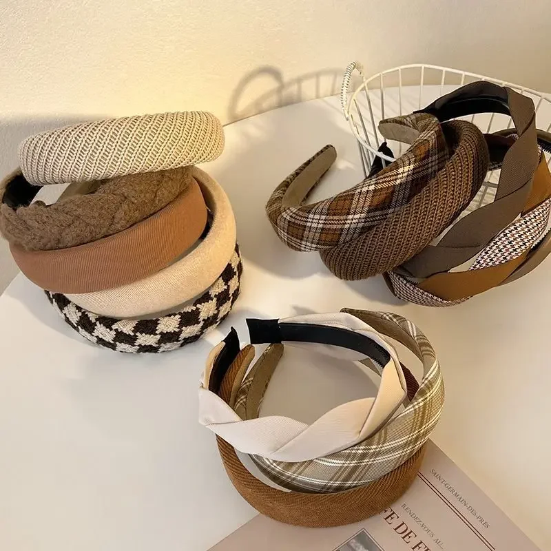 Vintage Elastic Hair Band Lattice Print Headband