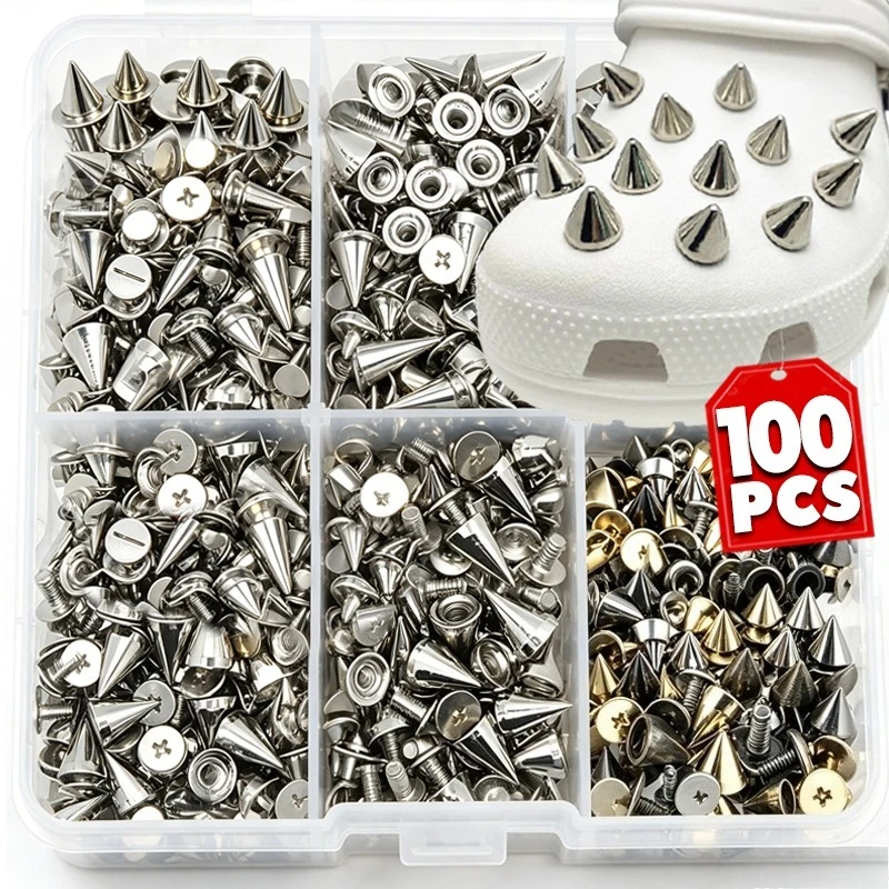 DIY Punk Metal Spikes Silver Rivets Cone Studs Creative Trendy Handmade Clothes Bags Shoes Leather Craft Decoration Accessories