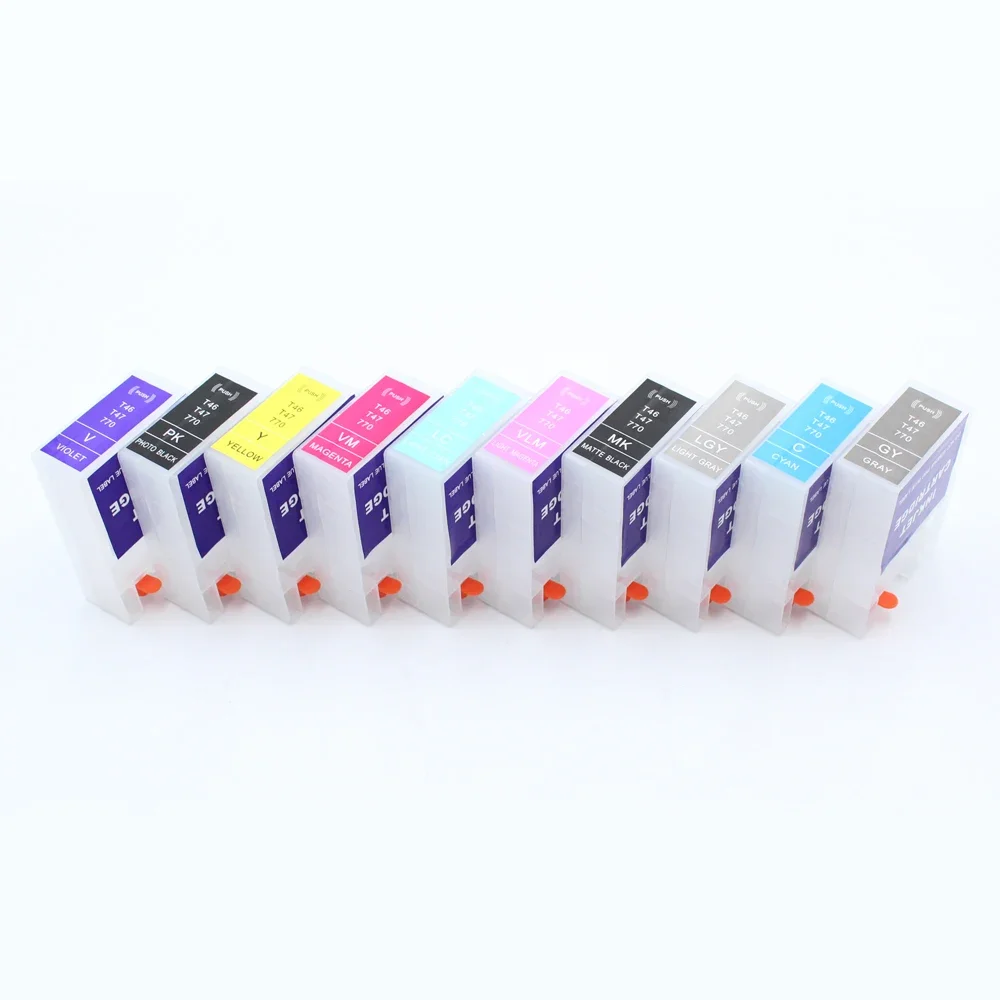 10 Color/set Empty Refillable Ink Cartridges For Epson SureColor P700 P704 P708 P900 P908 P903 P904 P906 Printer NO chip 60ML