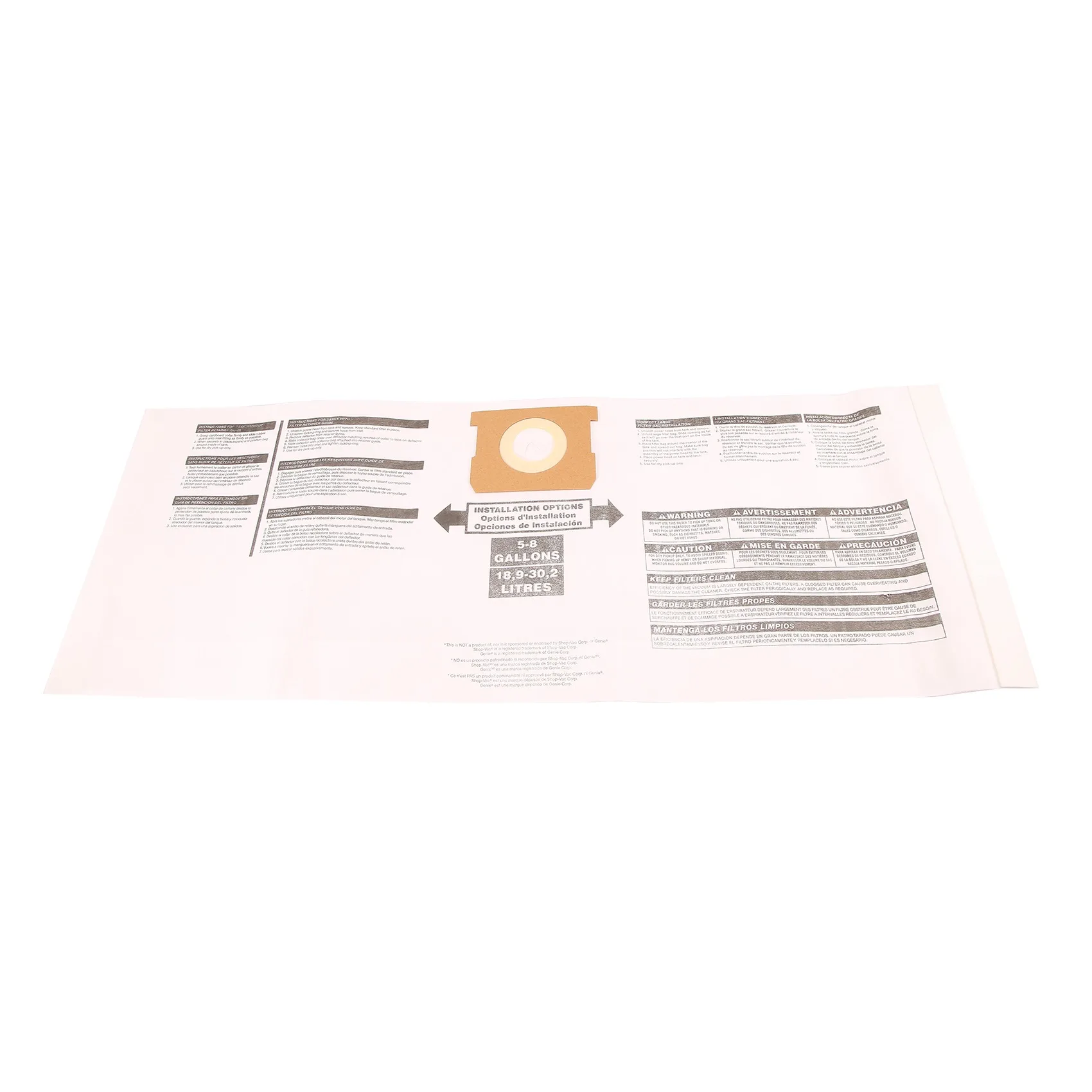 ABVC Universal Dry Dust Bag 5 To 8 Gallon Vacuum Cleaner Replacement Accessory Fit For Shop Vac 90661 906-61 9066100