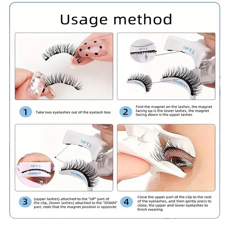 Juego de pestañas magnéticas fáciles de usar: pestañas postizas reutilizables e impermeables, sin necesidad de pegamento, crea un aspecto natural y espectacular, perfecto para uso diario y fiestas