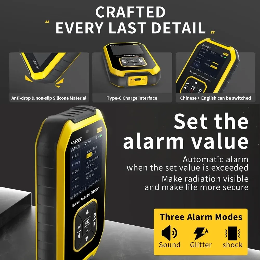 FNIRSI GC-01 Geiger Counter Nuclear Radiation Detector Personal Dosimeter X-ray γ-ray β-ray Radioactivity Tester Marble Detector