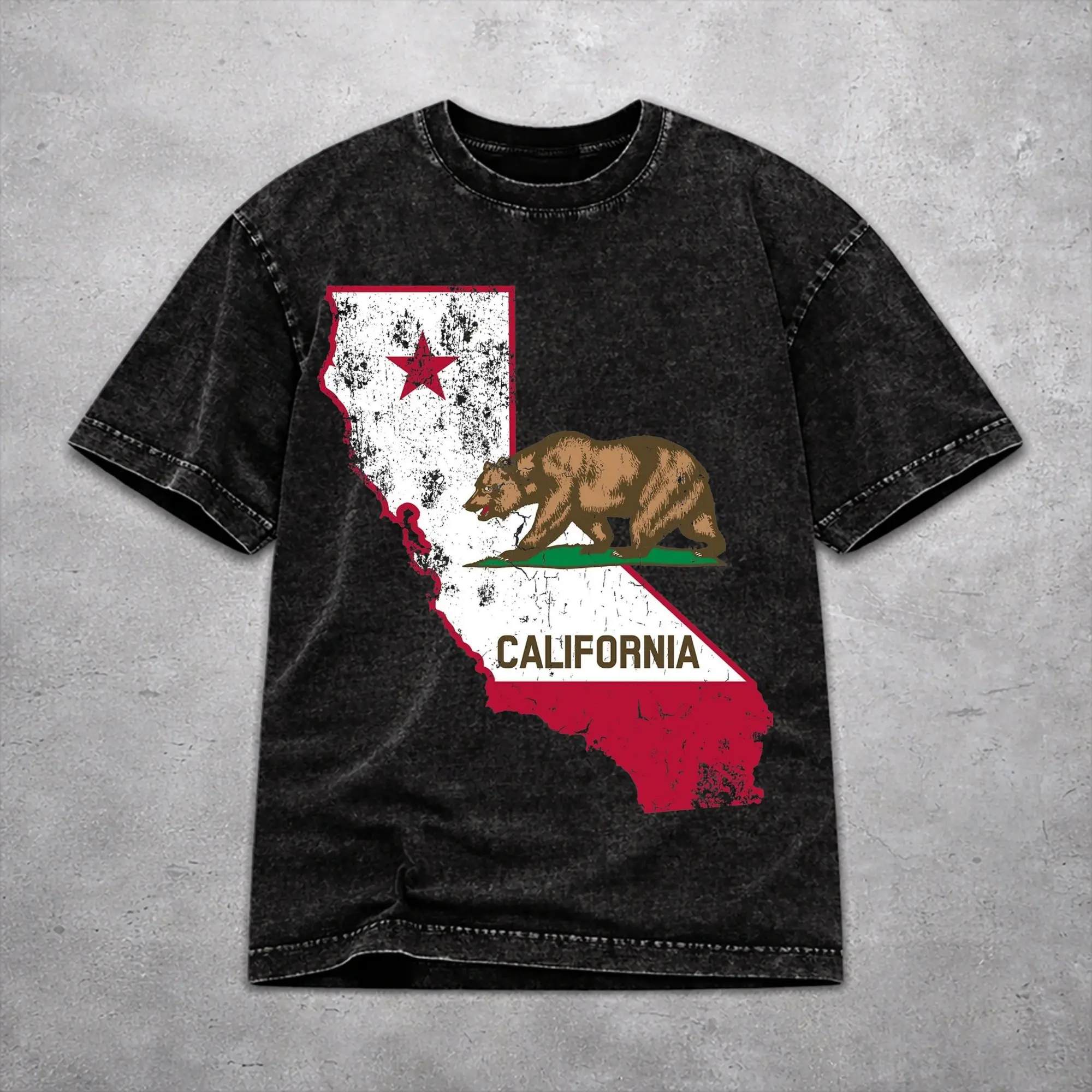 Vintage Women Men Republic California Tee Shirt Oversize Washed  T Shirts Apparel