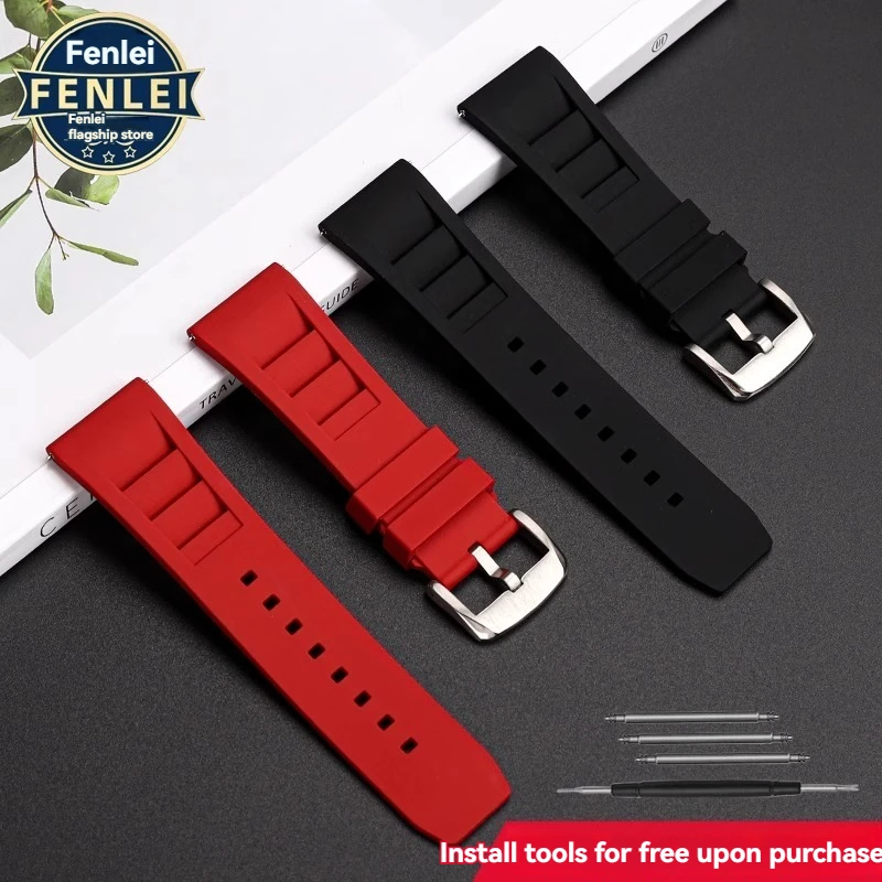 For GeYa Edition Great Wall 8253G 8251G Series Silicone Watch Strap 26mm Wristband Red Black Breathable Outdoor Sport Bracelet