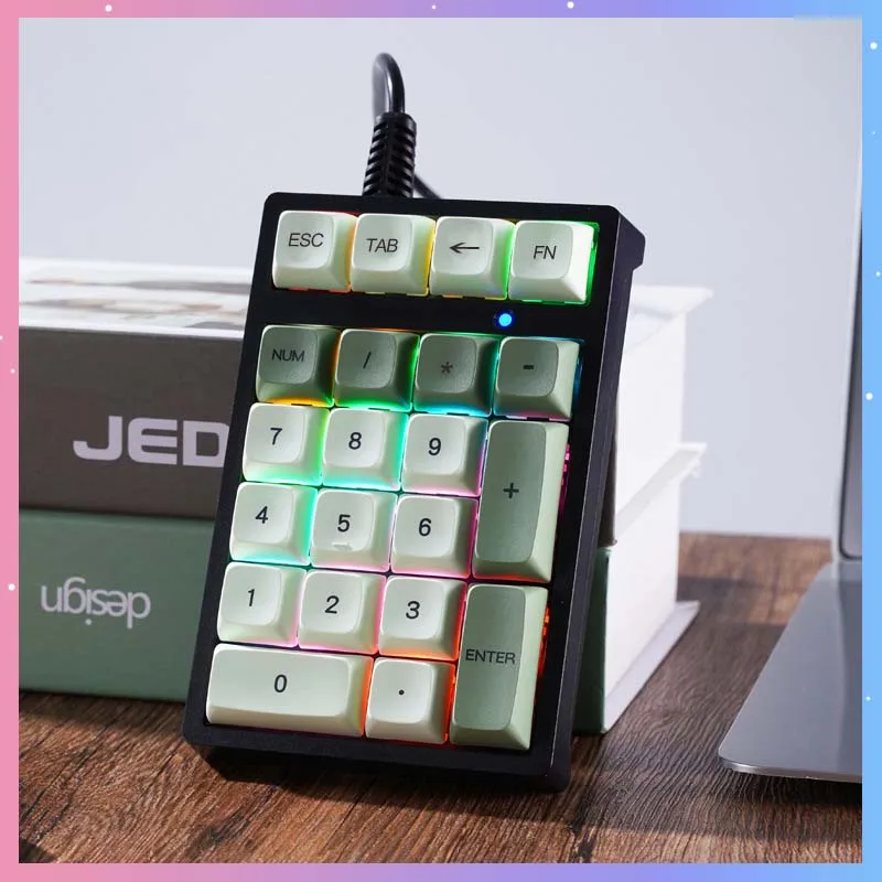 

T21 Mechanical Numeric Keypad Blue Switch RGB Light Notebook External Wired 21-Keys Keypad Financial Accounting Cashier Pad