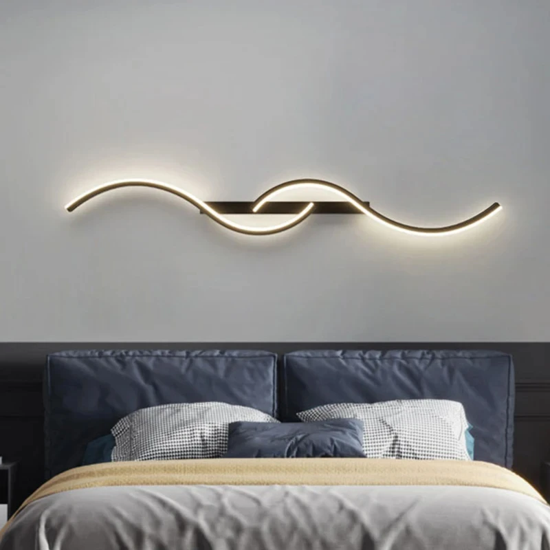 Imagem -03 - Modern Minimalista Led Lâmpada de Parede Quarto Cabeceira Long Strip Wall Sconces Sala de Estar Home Indoor Luminária