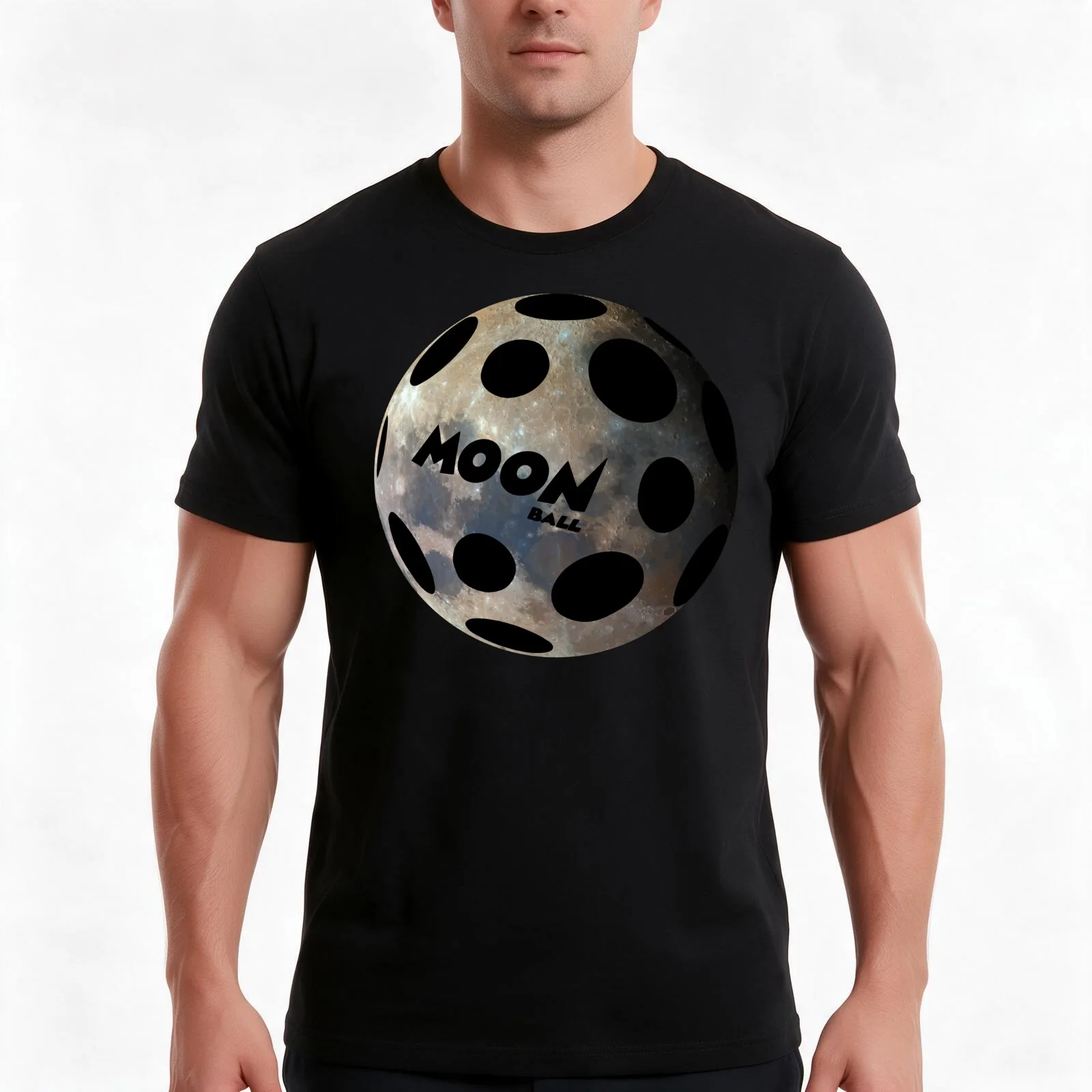MoonBall T-Shirt, Summer Casual Cotton Tee, Oversized Streetwear Tops, Vintage Graphic Print, Loose Fit Short Sleeve