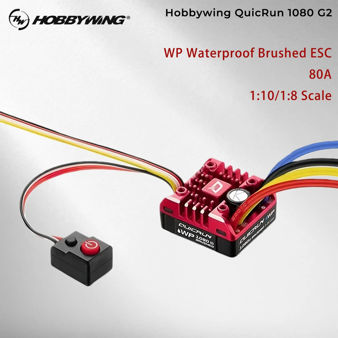

Hobbywing QuicRun 1080 G2 80A Водонепроницаемый электронный регулятор скорости (ESC) для коллекторных двигателей 540, 550, 775, для радиоуправляемых краулеров масштаба 1/10 и 1/8