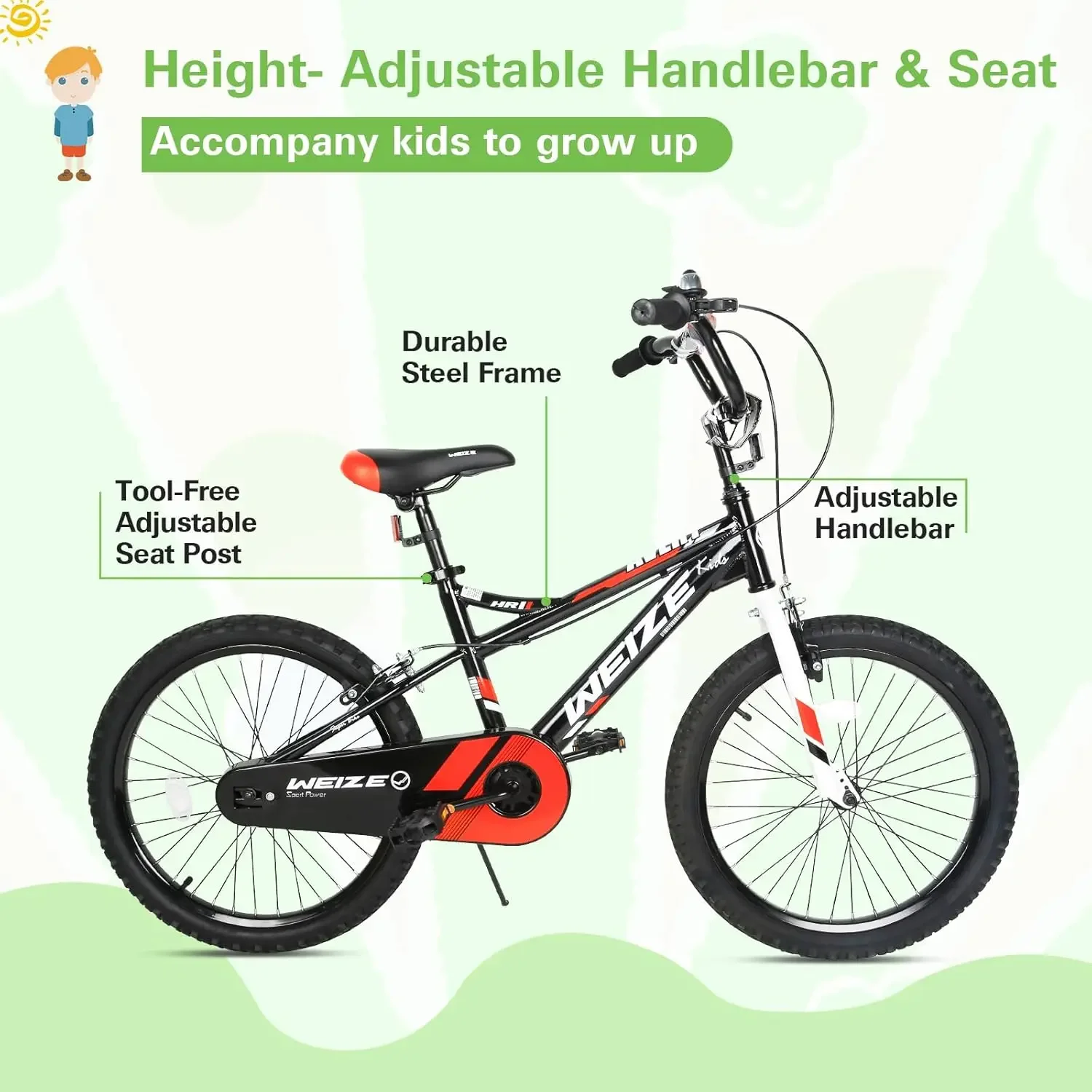 Kids Bike,16 20 Inch Children Bicycle for Boys Girls Ages 4-12 Years Old, Rider Height 38-60 Inch, Coaster Brake, Multiple