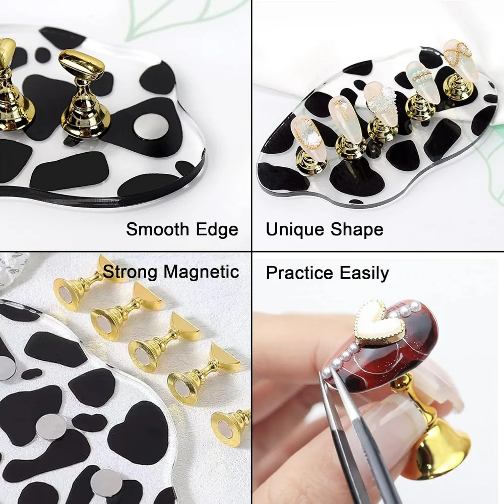 Acrylic Nail Stand with 42pcs Reusable Putty Kit for Nail Painting, Display, and Practice