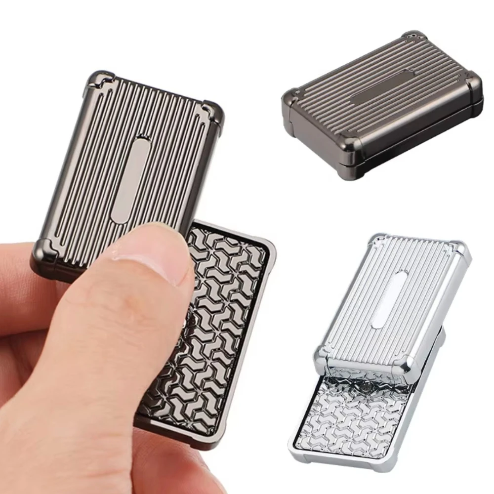 Luggage Shape Full Metal Infinite Slider Fidget Toy, Creative Portable Travel EDC Push Card Spinner Trendy Stress Relief Toy