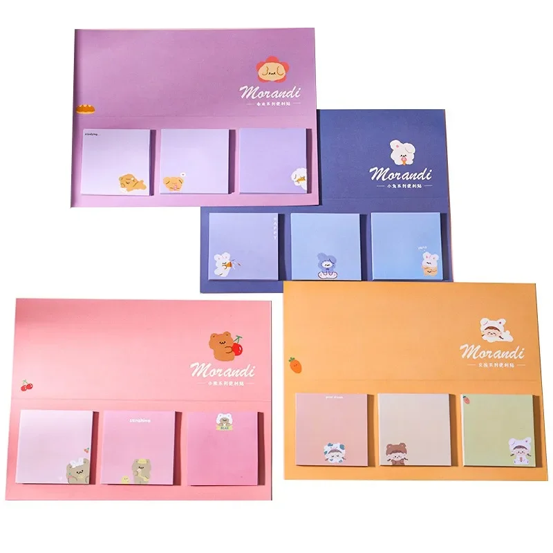 60pcs Kawaii 4color dog little girl series paper Notepad Self Adhesive Sticky Notes for Students School Stationery Office