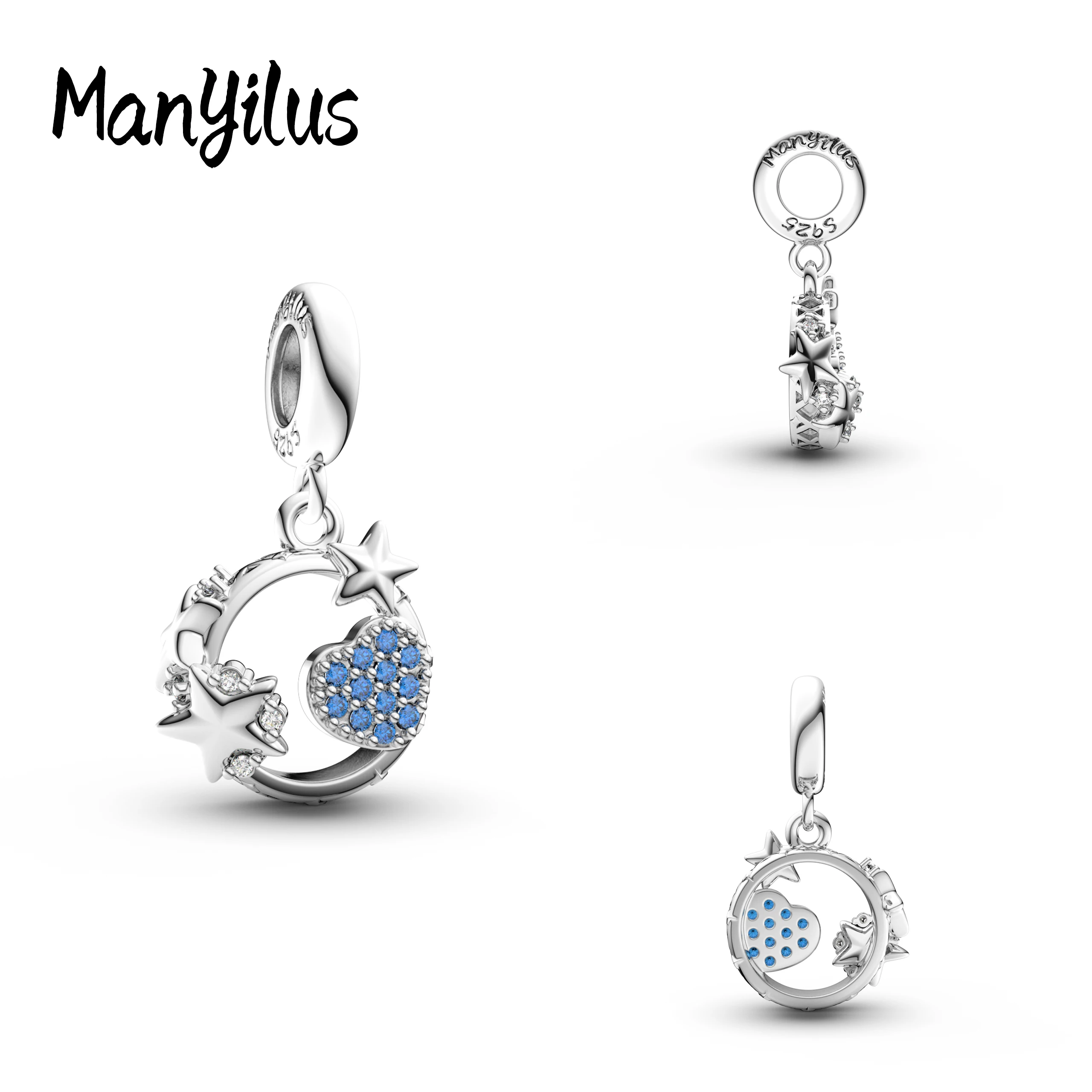 

New S925 Silver Star Moon Heart Circle Charms Pendant DIY Beads for Original Bracelet Necklace Making Jewelry Gift for Mom Women