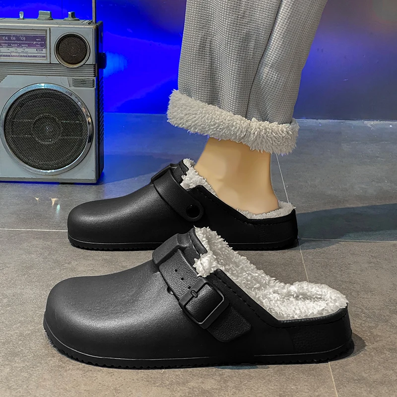 

Xinluo Winter Couple Cotton Slippers with Plush Lining, Trendy and Fashionable, Large Size for Men and Women, Non-Slip