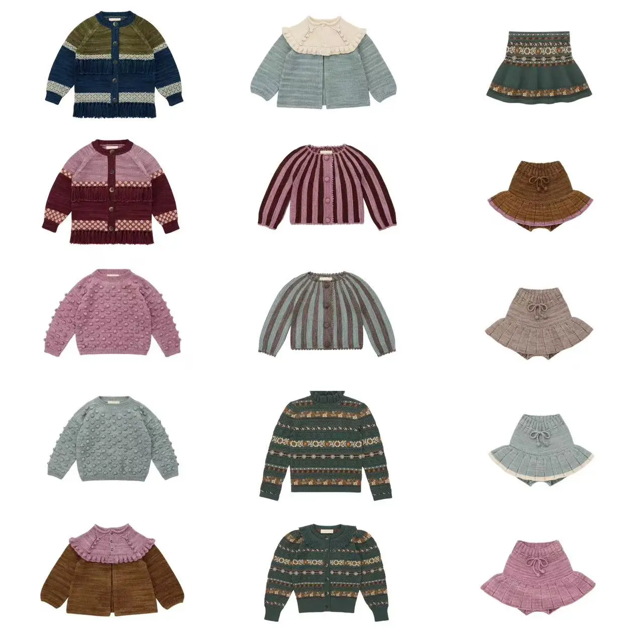 PRE-SALE(ship in Oct.) 2026 MP Autumn Dress Winter Baby Girl Knitted Cardigan Kids Pants Sets Girls Skirts Embroidery Sweaters
