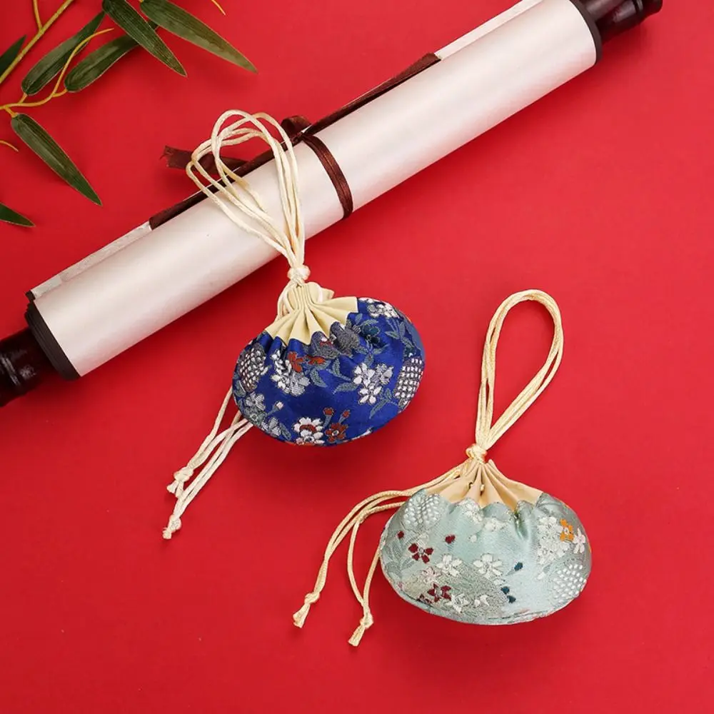 1Pcs Durable Chinese Style Jewelry Storage Bag Brocade Sachet Flower Embroidered Coin Purse Mini Vintage Drawstring Bag